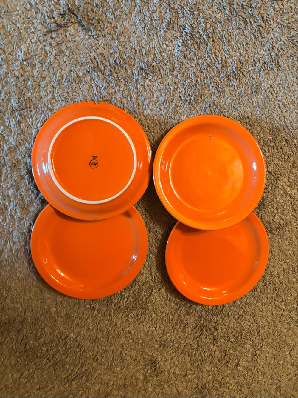 Orange Ceramic Dessert Plates - Set of 4